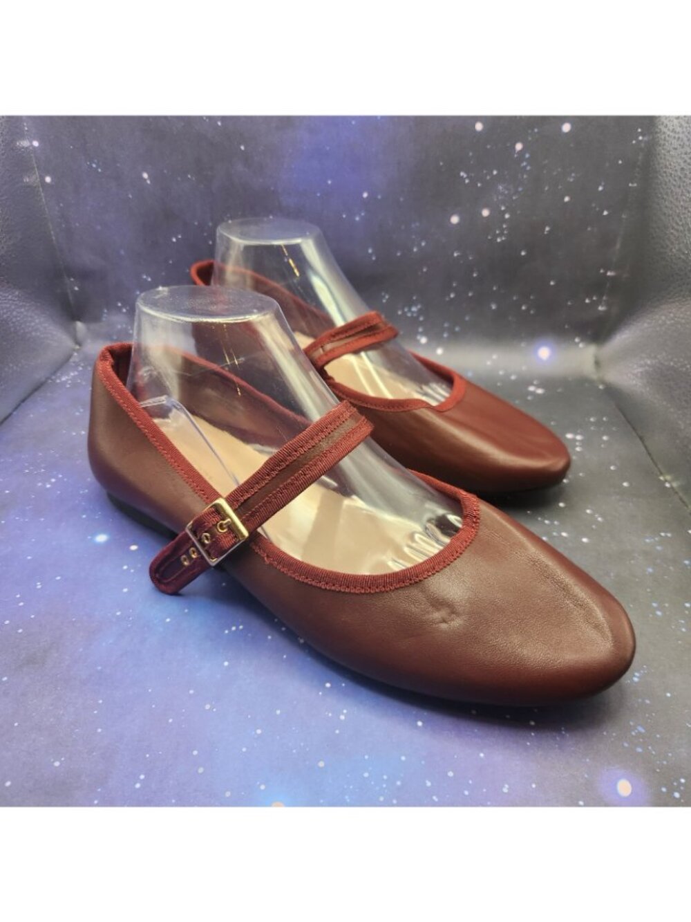 Fever Sole Maroon Red Mary Jane Flats Slip On Shoes Buckle EURO 41 US 9.5 NEW - Picture 2 of 9